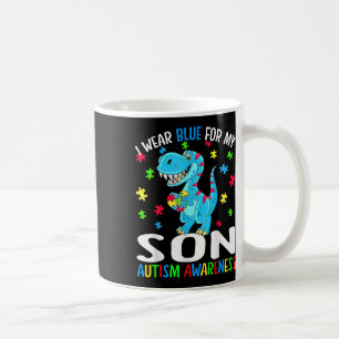 I Wear Blue For My Son Autism Awareness Dinosaur Coffee Mug