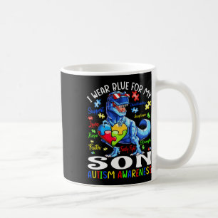 I Wear Blue For My Son Autism Awareness Dinosaur Coffee Mug