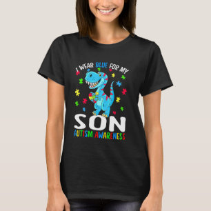 I Wear Blue For My Son Autism Awareness Dinosaur T-Shirt