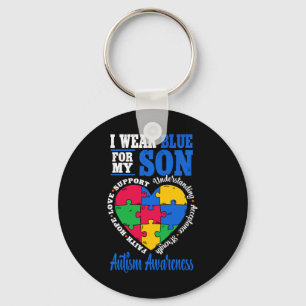 I Wear Blue For My Son Autism Awareness Key Ring