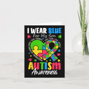I Wear Blue For My Son Autism Awareness Men Women  Card