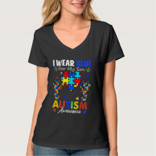 I Wear Blue For my son Autism Awareness men women T-Shirt
