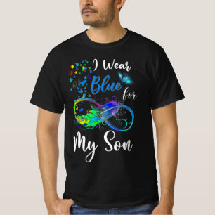 I Wear Blue for My Son Autism Awareness Mom Dad Ki T-Shirt
