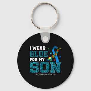 I Wear Blue For My Son Autism Awareness Month Mum  Key Ring