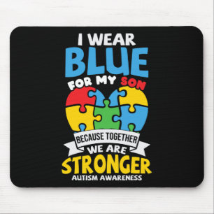 I Wear Blue For My Son Autism Awareness Mum Dad 1 Mouse Mat