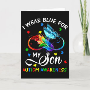 I Wear Blue For My Son Autism Awareness Mum Dad Card