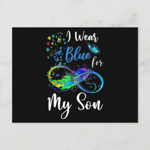 I Wear Blue for My Son Autism Awareness Mum Dad Ki Postcard