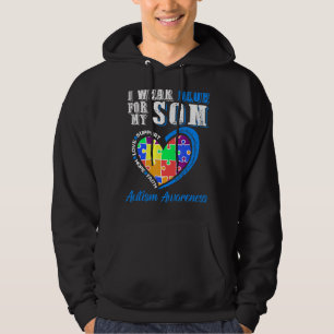 I Wear Blue For My Son Autism Awareness Mum Dad Ma Hoodie