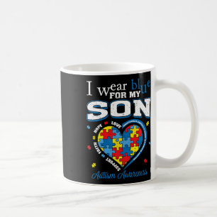 I Wear Blue For My Son Autism Awareness Mum Dad Pa Coffee Mug