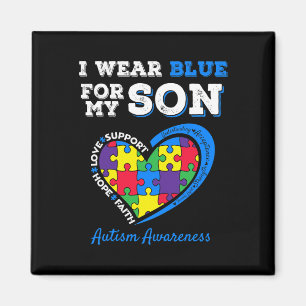 I Wear Blue For My Son Autism Awareness Mum Dad Pa Magnet