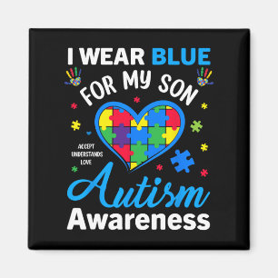 I Wear Blue For My Son Autism Awareness Mum Dad Pa Magnet