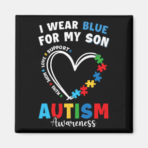 I Wear Blue For My Son Autism Awareness Mum Dad Pa Magnet