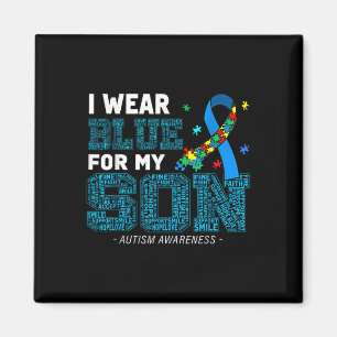 I Wear Blue For My Son Autism Awareness Mum Dad Pa Magnet