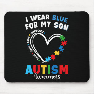 I Wear Blue For My Son Autism Awareness Mum Dad Pa Mouse Mat