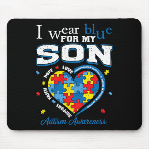 I Wear Blue For My Son Autism Awareness Mum Dad Pa Mouse Mat