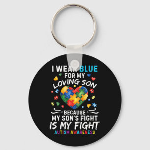 I Wear Blue For My Son Autism Awareness Puzzle Pie Key Ring