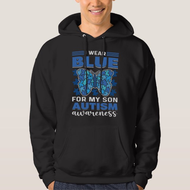 I Wear Blue For My Son Autistic Child Autism Aware Hoodie (Front)