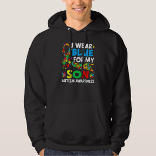 I Wear Blue For My Son Cool Autism Awareness Autis Hoodie