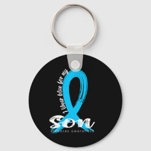 I Wear Blue For My Son Diabetes Awareness Blue Rib Key Ring
