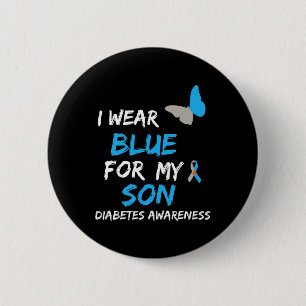 I Wear Blue For My Son Diabetes Awareness Ribbon B 6 Cm Round Badge