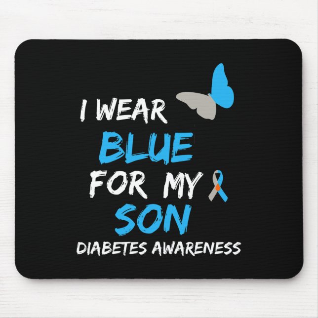 I Wear Blue For My Son Diabetes Awareness Ribbon B Mouse Mat (Front)