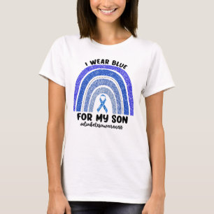 I Wear Blue For My Son Diabetes Glitter Rainbow T-Shirt