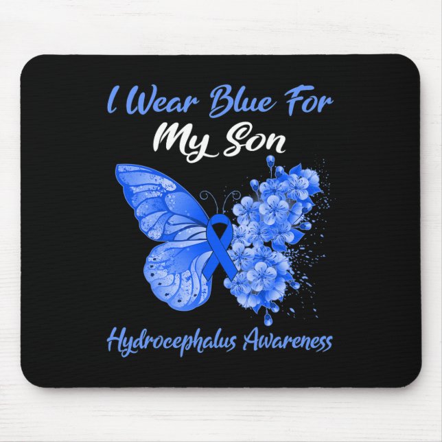 I Wear Blue For My Son Hydrocephalus Awareness  Mouse Mat (Front)