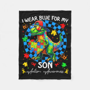 I Wear Blue For My Son Pride Autism Awareness Boy Fleece Blanket