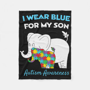 I Wear Blue For My Son Proud Autism Awareness Mum Fleece Blanket