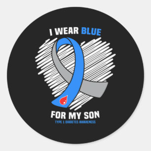 I Wear Blue For My Son Type 1 Diabetes Awareness Classic Round Sticker
