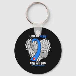 I Wear Blue For My Son Type 1 Diabetes Awareness  Key Ring