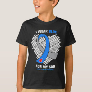 I Wear Blue For My Son Type 1 Diabetes Awareness T-Shirt