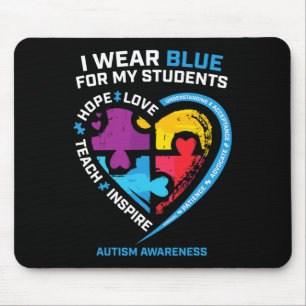I Wear Blue For My Students Gifts Teachers Autism  Mouse Mat