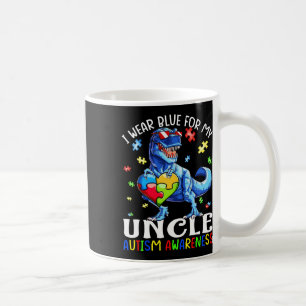 I Wear Blue For My Uncle Autism Awareness Dinosaur Coffee Mug