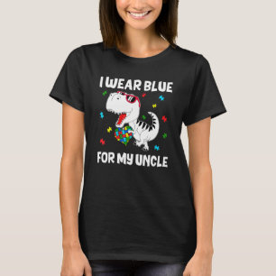 I Wear Blue For My Uncle Autism Awareness Dinosaur T-Shirt