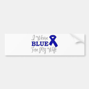 I Wear Blue For My Wife (Blue Ribbon) Bumper Sticker