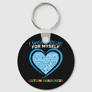 I wear blue for myself autism awareness gifts appa key ring