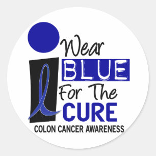 I Wear Blue For The Cure 9 COLON CANCER T-Shirts Classic Round Sticker
