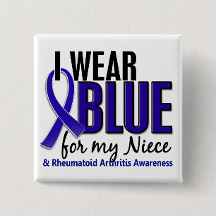 I Wear Blue Niece Rheumatoid Arthritis RA 15 Cm Square Badge