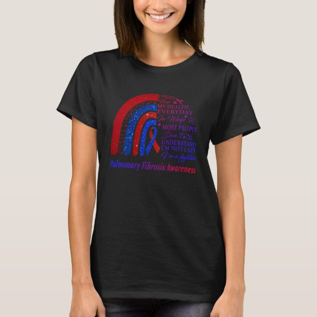 I Wear Blue & Red For Pulmonary Fibrosis Awareness T-Shirt (Front)