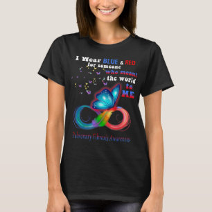 I Wear Blue & Red Pulmonary Fibrosis Awareness  T-Shirt