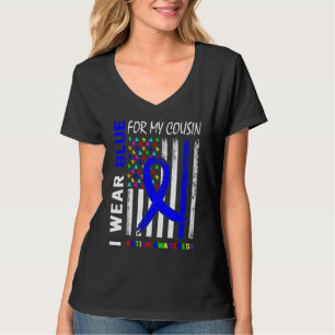 I Wear Blue Ribbon For My Cousin Autism Awareness  T-Shirt