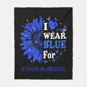 I wear Blue Twinkle Heart Sunflower Ataxia Awarene Fleece Blanket