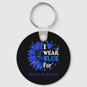 I wear Blue Twinkle Heart Sunflower Ataxia Awarene Key Ring