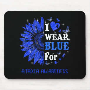 I wear Blue Twinkle Heart Sunflower Ataxia Awarene Mouse Mat