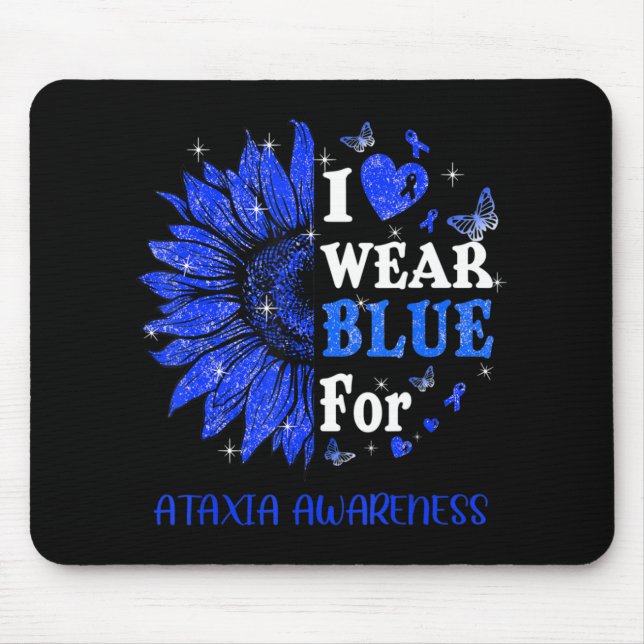 I wear Blue Twinkle Heart Sunflower Ataxia Awarene Mouse Mat (Front)