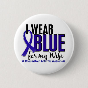 I Wear Blue Wife 10 Rheumatoid Arthritis RA 6 Cm Round Badge