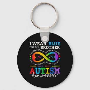 I Wear Blues For My Brother Autism Awareness Mum D Key Ring
