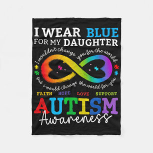 I Wear Blues For My Daughter Autism Awareness Mum Fleece Blanket