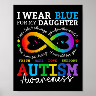 I Wear Blues For My Daughter Autism Awareness Mum  Poster